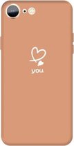 Voor iPhone SE 2020/8/7 Love-heart Letter Pattern Colorful Frosted TPU telefoon beschermhoes (Coral Orange)