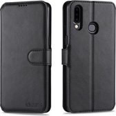 Voor Samsung Galaxy A20s AZNS Kalfsstructuur Horizontale Flip Leren Case, met Houder & Kaartsleuven & Portemonnee & Fotolijst (Zwart)