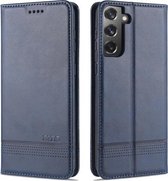 Voor Samsung Galaxy S21 5G AZNS Magnetische Kalf Textuur Horizontale Flip Leren Case met Kaartsleuven & Houder & Portemonnee (Donkerblauw)