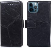 Geometrische stiksels Horizontale flip TPU + PU lederen tas met houder & kaartsleuven en portemonnee voor iPhone 12 Mini (zwart)