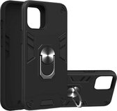 Voor iPhone 12 Pro Max Armor Series PC + TPU beschermhoes met ringhouder (zwart)