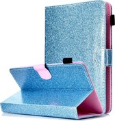 Voor 10 inch tabletvernis Glitterpoeder Horizontale flip lederen tas met houder en kaartsleuf (blauw)