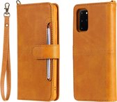 Voor Galaxy S20 plus multifunctionele afneembare magnetische horizontale flip lederen tas met kaartsleuven en houder en portemonnee (bruin)