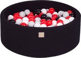 Ronde Ballenbak set incl 200 ballen 90x30cm - Zwart: Zwart, Grijs, Rood, Wit