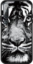 Voor Xiaomi MI 10 patroon afdrukken reliëf TPU mobiele hoes (witte tijger)