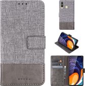 Voor Galaxy A60 MUXMA MX102 Horizontale flip canvas lederen tas met standaard & kaartsleuf & portemonnee-functie (grijs)