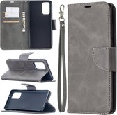 Voor Samsung Galaxy Note 20 Retro Lambskin Texture Pure Color Horizontale Flip PU Leather Case, met houder & kaartsleuven & portemonnee & lanyard (grijs)