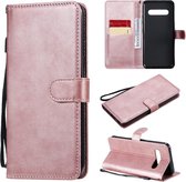 Voor LG V60 effen kleur horizontale flip beschermende lederen tas met houder & kaartsleuven & portemonnee & lanyard (rose goud)