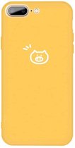 Voor iPhone 8 Plus / 7 Plus Small Pig Pattern Colorful Frosted TPU telefoon beschermhoes (geel)