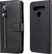 Voor LG K41S / K51S Mode Kalf Textuur Rits Horizontale Flip Leren Case met Houder & Kaartsleuven & Portemonnee (Zwart)