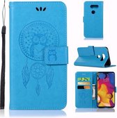 Windgong Uil Embossing Patroon Horizontale Flip Leren Case met Houder & Kaartsleuven & Portemonnee Voor LG V40 ThinQ (Blauw)