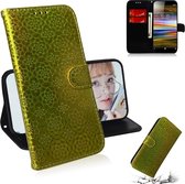 Voor Sony Xperia L3 Effen Kleur Kleurrijke Magnetische Gesp Horizontale Flip PU Lederen Case met Houder & Kaartsleuven & Portemonnee & Lanyard (Goud)