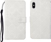 Etnische stijl reliëf patroon horizontale flip lederen tas met houder & kaartsleuven & portemonnee & lanyard voor iPhone XS Max (wit)