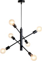 Hanglamp zwart metaal Harvey 6-lichts - Hanglamp metaal - Hanglamp industrieel - Hanglamp eetkamer