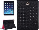 Crown Plaid Texture Horizontale Flip Smart Leather Case met houder voor iPad Air 2 / iPad 6 (zwart)
