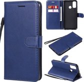 Voor Huawei P smart 2020 Effen Kleur Horizontale Flip Beschermende Leren Case met Houder & Kaartsleuven & Portemonnee & Lanyard (Blauw)