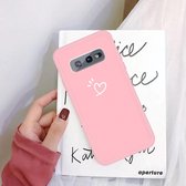 Voor Galaxy S10e Love Heart Pattern Frosted TPU beschermhoes (roze)