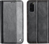 Voor Galaxy S20 Business Effen kleurstiksels Horizontale flip lederen tas met houder en kaartsleuven (grijs)