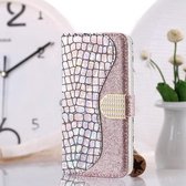 Voor Samsung Galaxy S21 5G Laser Glitter Poeder Bijpassende Krokodil Textuur Horizontale Flip Leren Case met Kaartsleuven & Houder (Zilver)