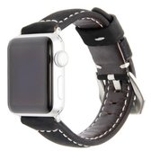 Echt lederen horlogeband voor Apple Watch Series 6 & SE & 5 & 4 44 mm / 3 & 2 & 1 42 mm (mat zwart)