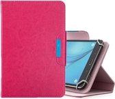 Voor 7 inch tablets universele effen kleur horizontale flip lederen tas met kaartsleuven & houder & portemonnee (rose rood)