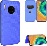 Voor Huawei Mate 30 Pro Carbon Fiber Texture Magnetische Horizontale Flip TPU + PC + PU Leather Case met Card Slot (Blue)