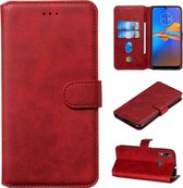 Voor Motorola Moto E6 Plus klassieke kalfsleer Horizontale flip PU lederen tas, met houder en kaartsleuven en portemonnee (rood)