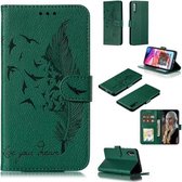 Veerpatroon Litchi Texture Horizontale Flip Leren Case met Portemonnee & Houder & Kaartsleuven voor Galaxy A70 (Groen)