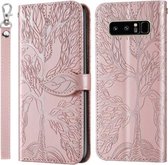 Voor Samsung Galaxy Note8 Life of Tree Embossing Pattern Horizontale Flip Leather Case met houder & kaartsleuf & portemonnee & fotolijst & Lanyard (Rose Gold)