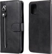 Voor Samsung Galaxy S20 FE Mode Kalf Textuur Rits Horizontale Flip Leren Case met Standaard & Kaartsleuven & Portemonnee Functie (Zwart)