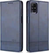 Voor Samsung Galaxy M51 (Zijvingerafdruk) AZNS Magnetische Kalfsstructuur Horizontale Flip Leren Case met Kaartsleuven & Houder & Portemonnee (Donkerblauw)