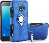 Voor Galaxy J2 Core 2 in 1 Cube PC + TPU beschermhoes met 360 graden draaien zilveren ringhouder (blauw)