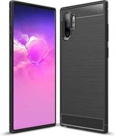 TPU-hoesje van koolstofvezel met geborstelde textuur voor Galaxy Note10 Pro (zwart)