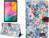 Dibase Bloempatroon Doek Oppervlak Horizontaal Flip PC + PU lederen tas met houder & kaartsleuven & slaap- / wekfunctie voor Galaxy Tab A 8.0 inch (2019) / T290 / T295 (blauw)