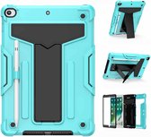 Voor iPad 10.2 / iPad Pro 10.5 T-vormige beugel Contrastkleur Schokbestendige pc + siliconen platte beschermhoes (mintgroen + zwart)
