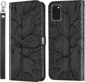 Voor Samsung Galaxy A41 Life of Tree Embossing Pattern Horizontale Flip lederen tas met houder & kaartsleuf & portemonnee & fotolijst & lanyard (zwart)