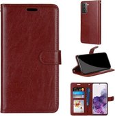 Voor Samsung Galaxy S21 + 5G Pure Color Horizontale Flip PU lederen tas met houder & kaartsleuven & portemonnee & fotolijst (bruin)