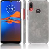 Voor Motorola Moto E6 Plus schokbestendig Litchi Texture PC + PU-hoesje (grijs)