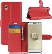 Litchi Texture horizontale flip lederen tas voor Vodafone Smart E9 / VFD 520, met portemonnee en houder en kaartsleuven (rood)