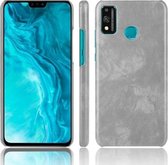 Voor Huawei Honor 9X Lite Shockproof Litchi Texture PC + PU Case (grijs)
