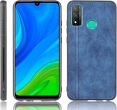 Voor Huawei P smart 2020 / Nova Lite 3+ Schokbestendig Naaien Koe Patroon Huid PC + PU + TPU Case (Blauw)