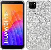 Voor Huawei Y5P glitter poeder schokbestendig TPU beschermhoes (zilver)