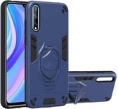 Voor Huawei Y8p (2020) 2 in 1 Armor Knight Series PC + TPU beschermhoes met onzichtbare houder (koningsblauw)