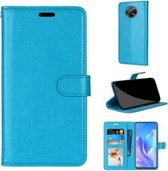 Voor Huawei Enjoy 20 Plus Pure Kleur Horizontale Flip PU lederen hoes met houder & kaartsleuven & portemonnee & fotolijst (blauw)