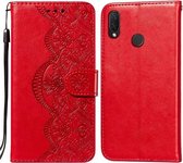Voor Huawei P smart + / nova 3i Flower Vine Embossing Pattern Horizontale Flip Leather Case met Card Slot & Holder & Wallet & Lanyard (Red)