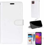 Voor Huawei Y5p & Honor 9S Pure Kleur Horizontale Flip PU lederen hoes met houder & kaartsleuven & portemonnee & fotolijst (wit)