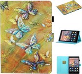 Voor Kindle Fire HD10 2015/2017/2019 Gekleurde Tekening Stiksels Horizontale Flip Leren Case met Houder & Kaartsleuven & Slaap / Wekfunctie (Vlinder)
