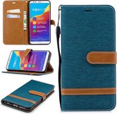 Kleurafstemming Denim Texture Leather Case voor Huawei Honor 7C / Enjoy 8, met houder & kaartsleuven & portemonnee & lanyard (groen)