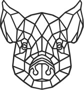 Hout-Kado - Varken - Small - Zwart - Geometrische dieren en vormen - Hout - Lasergesneden- Wanddecoratie