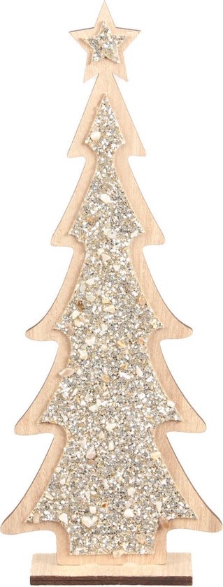 kalender aansluiten Airco 2x stuks kerstdecoratie houten kerstboom glitter zilver 35,5 cm -  Vensterbank... | bol.com